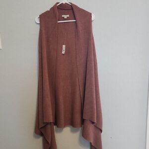 LOFT One Size Dusty Rose Pink Sweater Long Open Front Women's Poncho